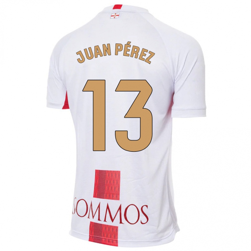 Kinder Fußball Juan Pérez #13 Weiß Auswärtstrikot Trikot 2023/24 T-Shirt Luxemburg