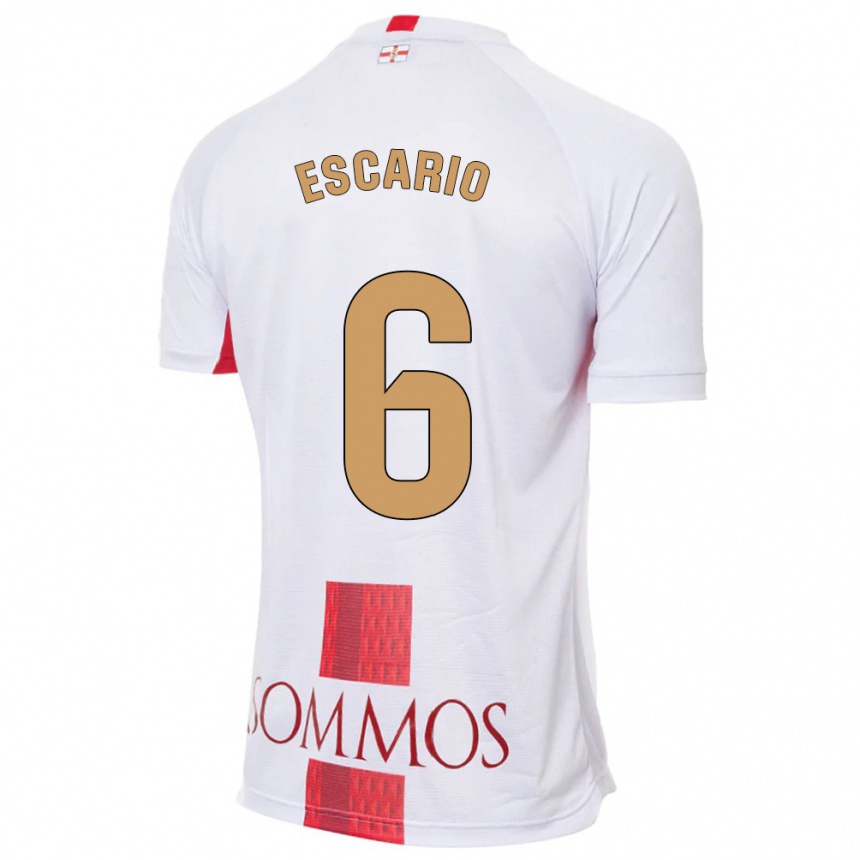 Kinder Fußball Jaime Escario #6 Weiß Auswärtstrikot Trikot 2023/24 T-Shirt Luxemburg