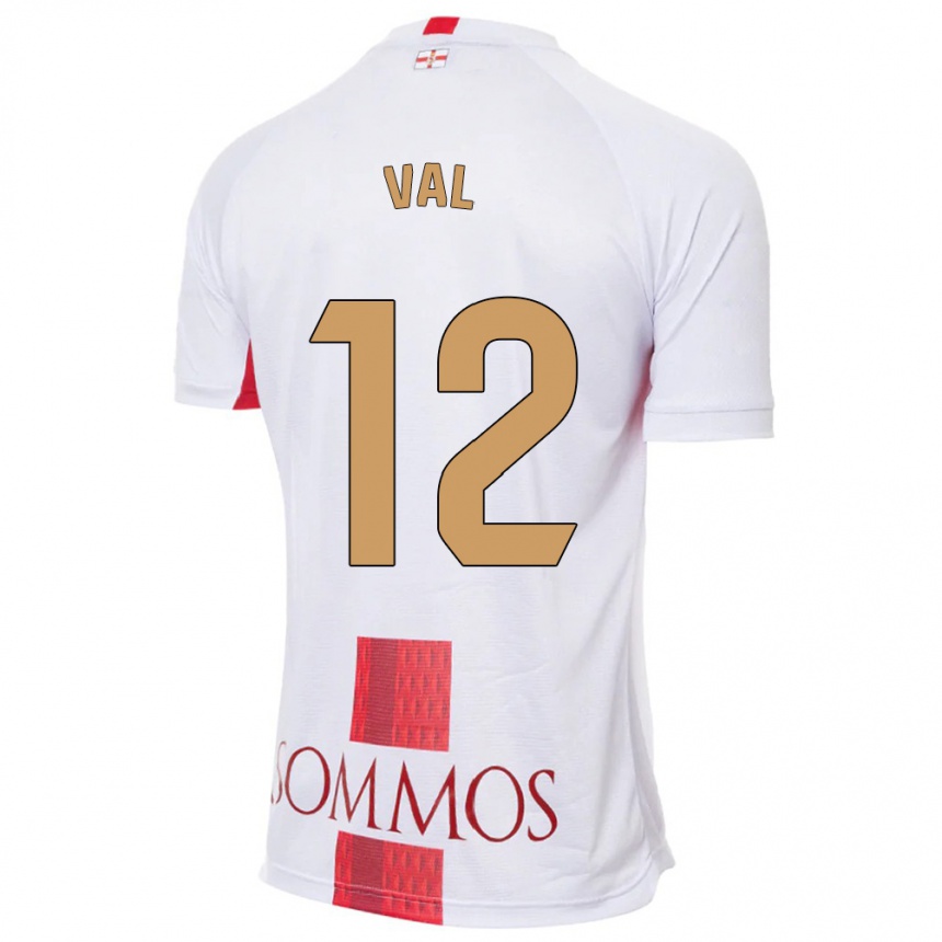 Kinder Fußball Ángel Val #12 Weiß Auswärtstrikot Trikot 2023/24 T-Shirt Luxemburg