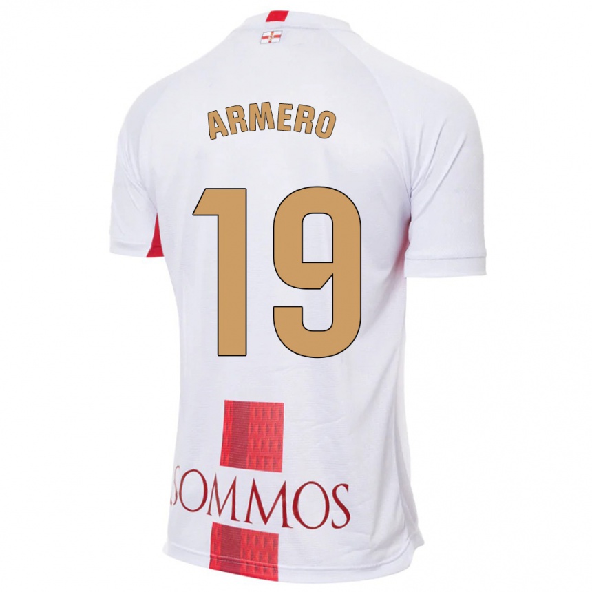 Kinder Fußball Sergi Armero #19 Weiß Auswärtstrikot Trikot 2023/24 T-Shirt Luxemburg