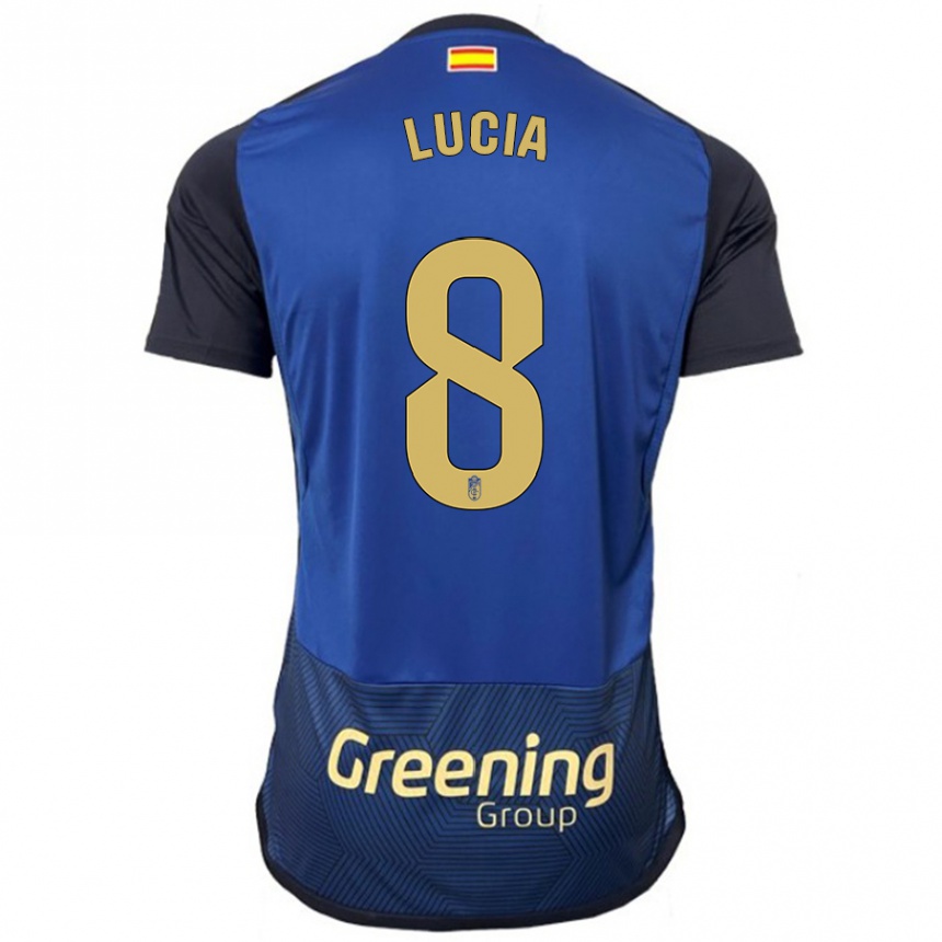 Kinder Fußball Lucía Martínez #8 Marine Auswärtstrikot Trikot 2023/24 T-Shirt Luxemburg
