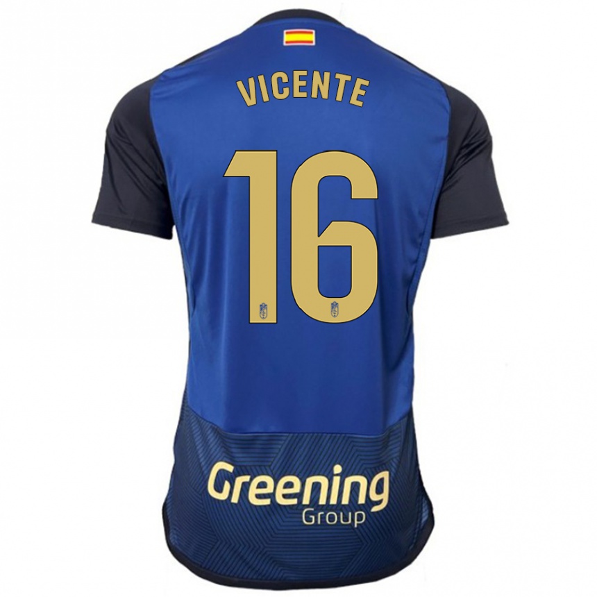 Kinder Fußball Nerea Vicente #16 Marine Auswärtstrikot Trikot 2023/24 T-Shirt Luxemburg