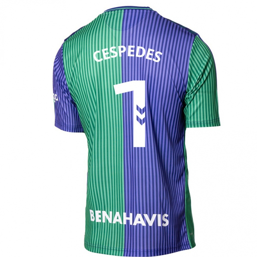 Kinder Fußball Andrés Céspedes #1 Grün Blau Auswärtstrikot Trikot 2023/24 T-Shirt Luxemburg