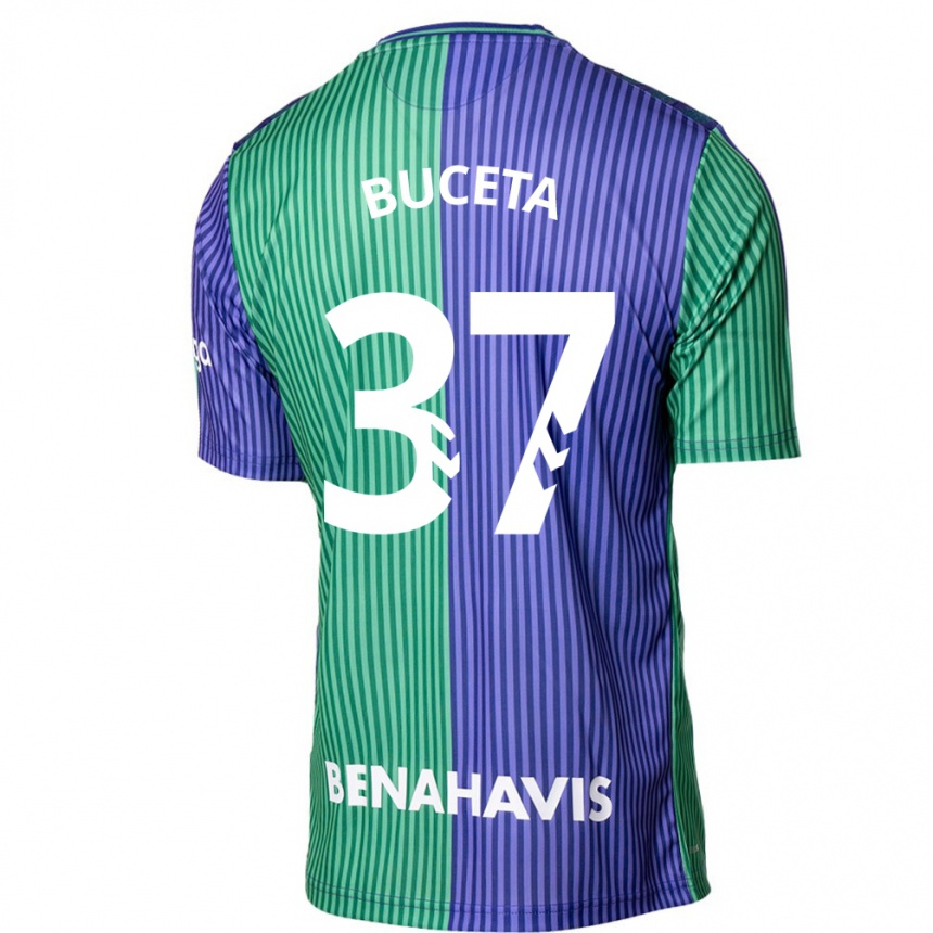 Kinder Fußball Ana Buceta #37 Grün Blau Auswärtstrikot Trikot 2023/24 T-Shirt Luxemburg