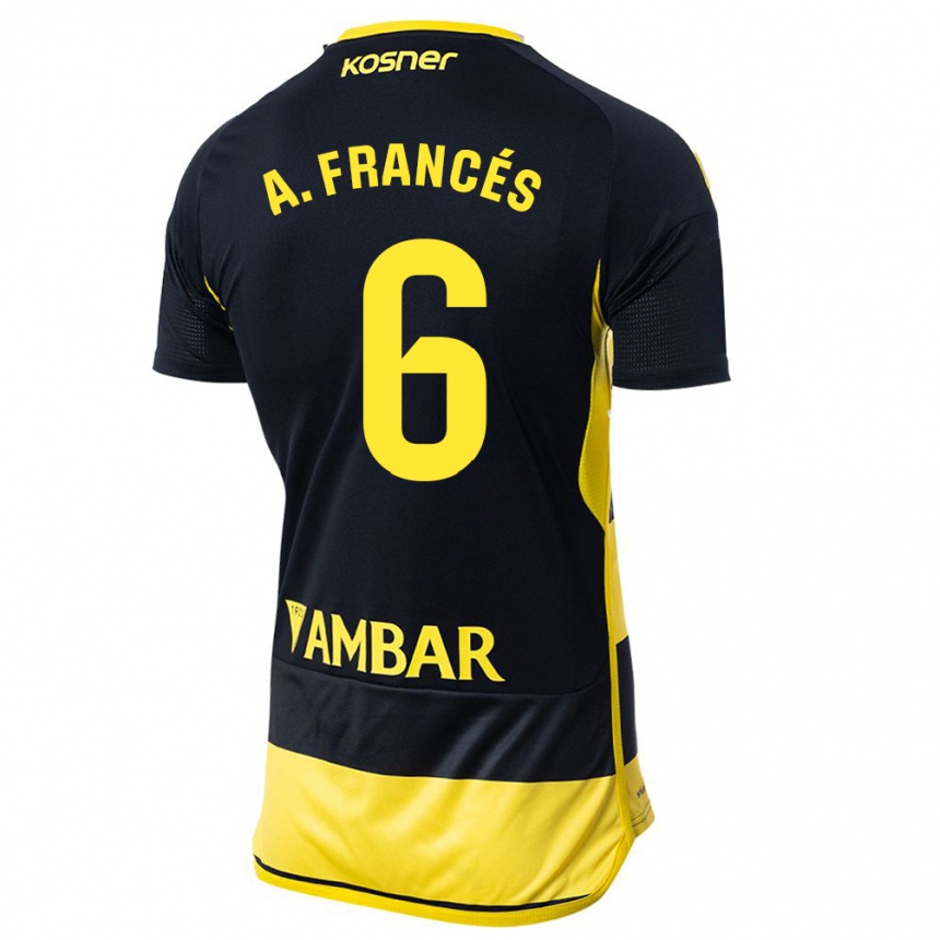 Kinder Fußball Alejandro Francés #6 Schwarz Gelb Auswärtstrikot Trikot 2023/24 T-Shirt Luxemburg