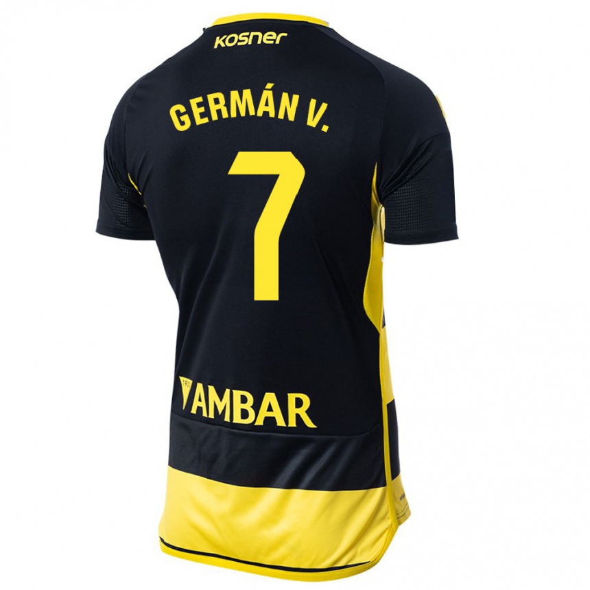 Kinder Fußball German Valera #7 Schwarz Gelb Auswärtstrikot Trikot 2023/24 T-Shirt Luxemburg