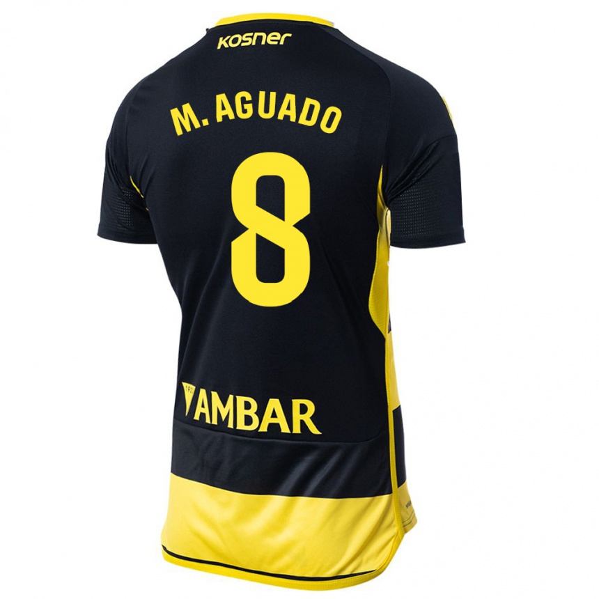 Kinder Fußball Marc Aguado #8 Schwarz Gelb Auswärtstrikot Trikot 2023/24 T-Shirt Luxemburg