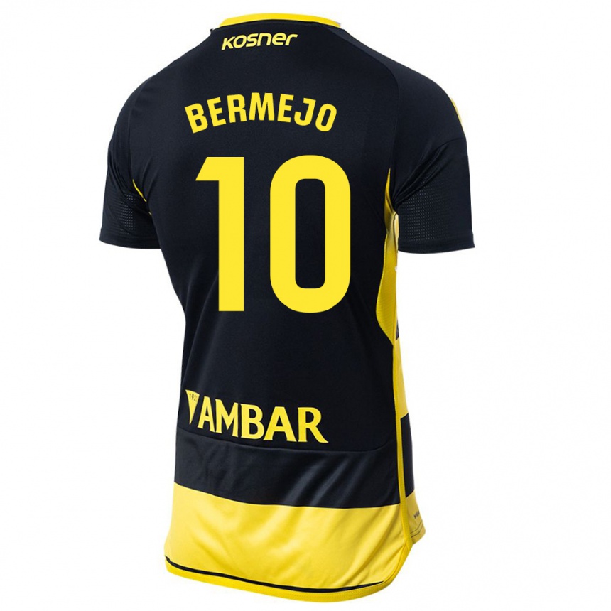 Kinder Fußball Sergio Bermejo #10 Schwarz Gelb Auswärtstrikot Trikot 2023/24 T-Shirt Luxemburg