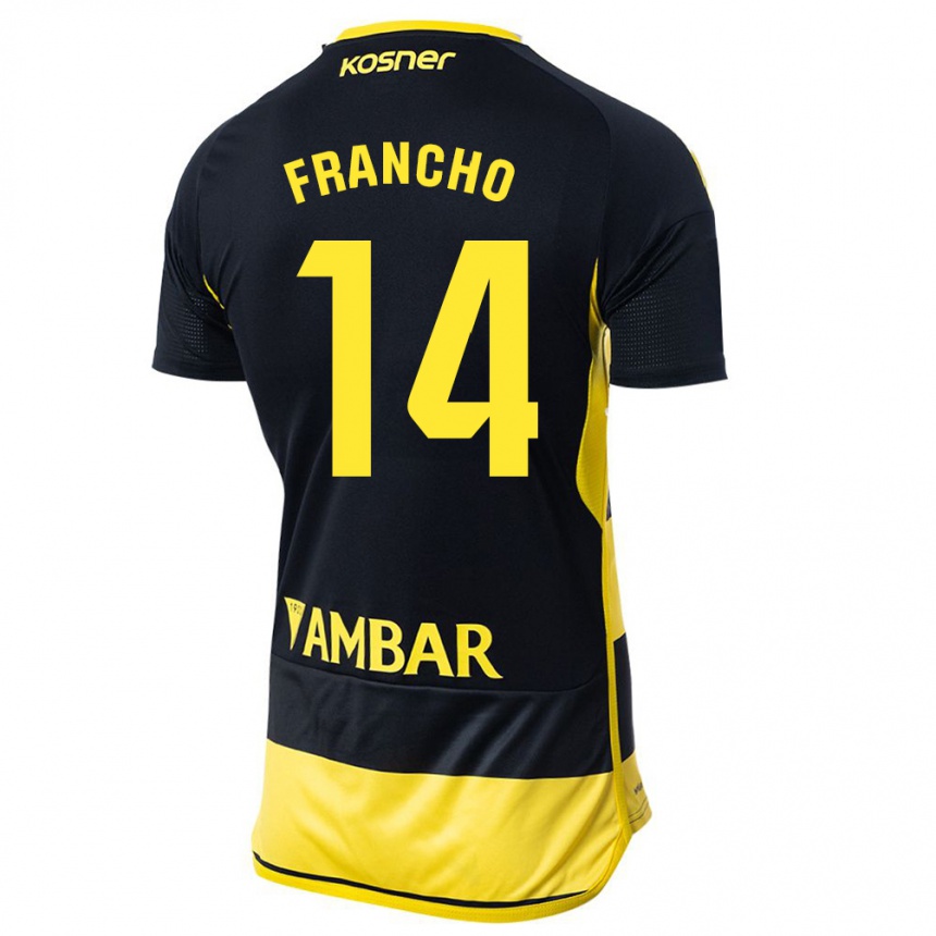 Kinder Fußball Francho Serrano #14 Schwarz Gelb Auswärtstrikot Trikot 2023/24 T-Shirt Luxemburg