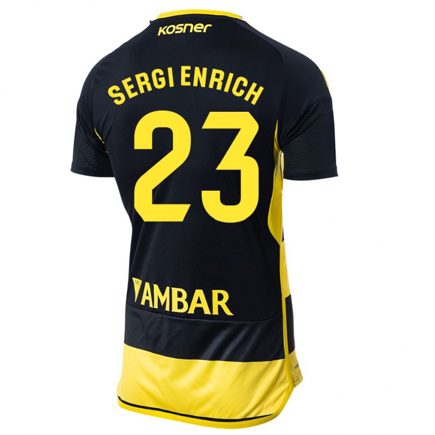 Kinder Fußball Sergi Enrich #23 Schwarz Gelb Auswärtstrikot Trikot 2023/24 T-Shirt Luxemburg