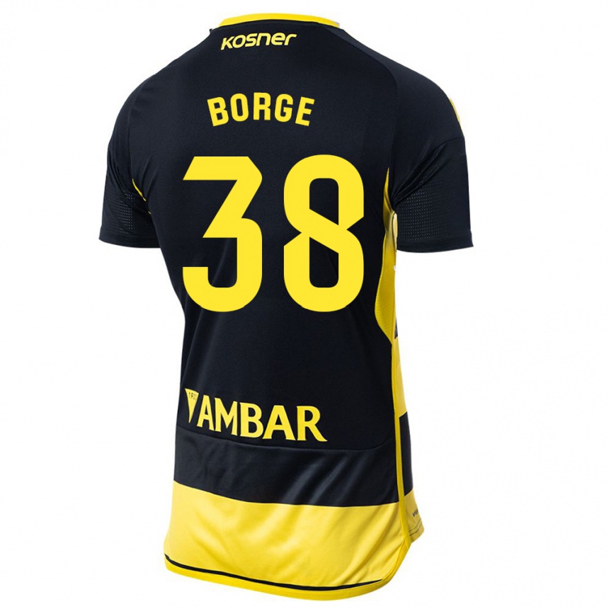 Kinder Fußball Andrés Borge #38 Schwarz Gelb Auswärtstrikot Trikot 2023/24 T-Shirt Luxemburg