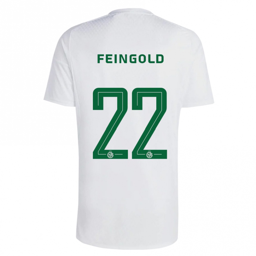 Kinder Fußball Ilay Feingold #22 Grün Blau Auswärtstrikot Trikot 2023/24 T-Shirt Luxemburg