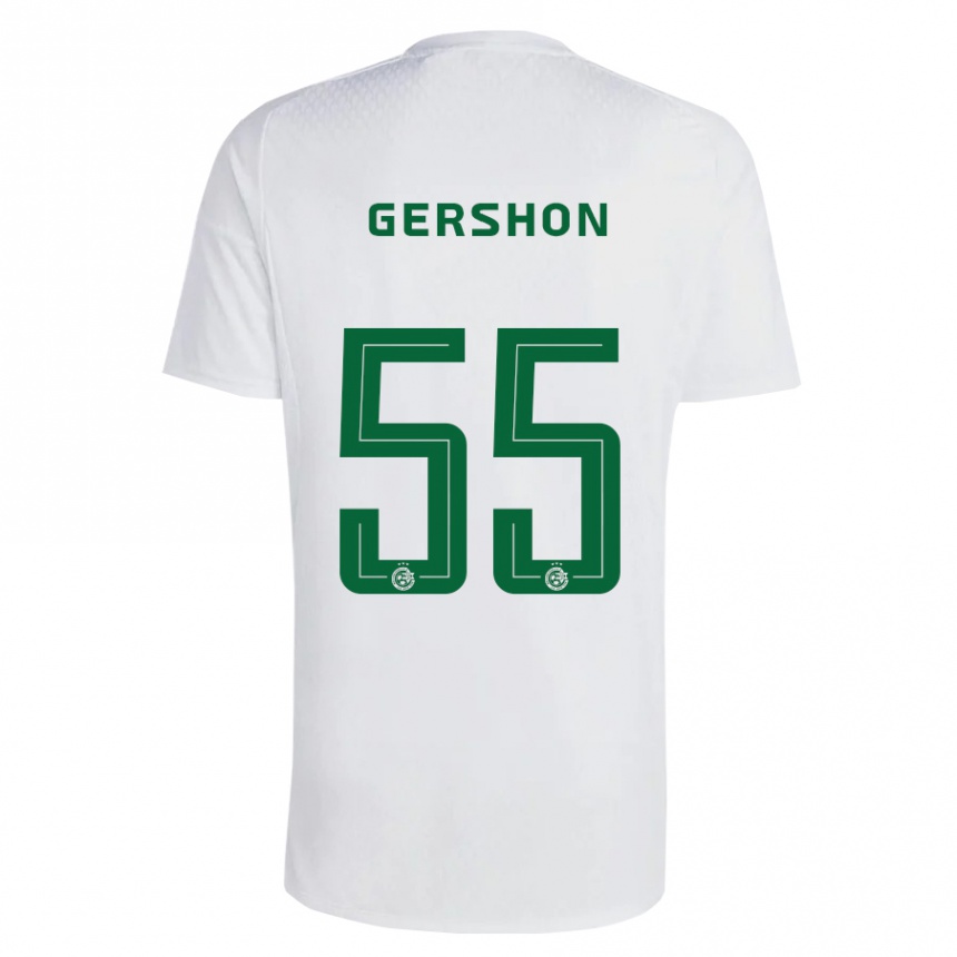 Kinder Fußball Rami Gershon #55 Grün Blau Auswärtstrikot Trikot 2023/24 T-Shirt Luxemburg