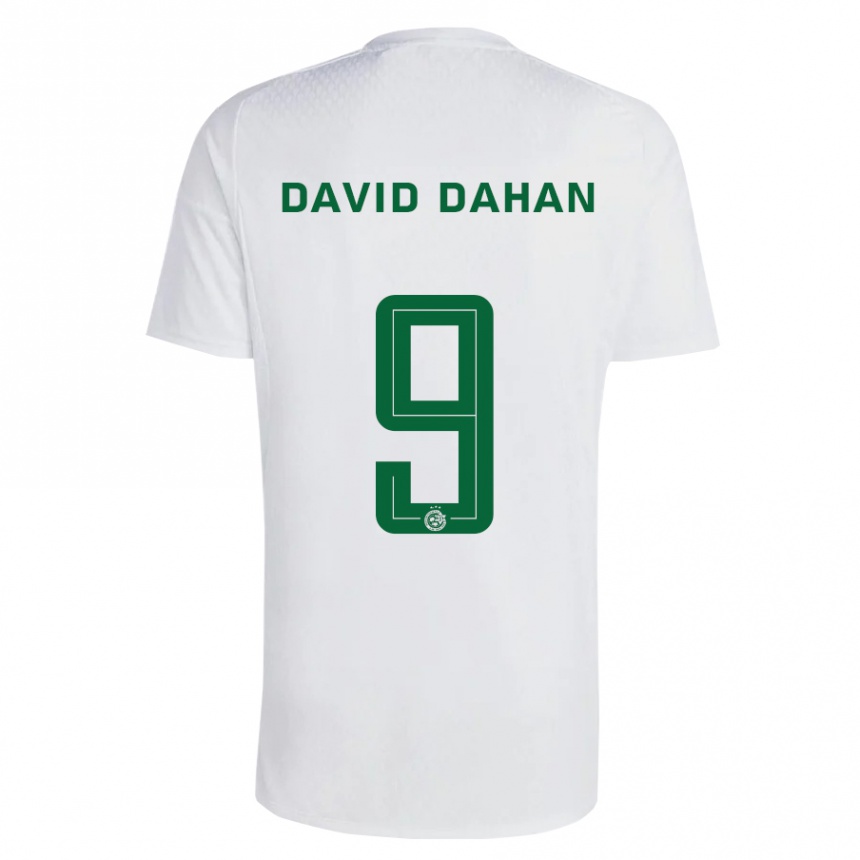 Kinder Fußball Omer David Dahan #9 Grün Blau Auswärtstrikot Trikot 2023/24 T-Shirt Luxemburg