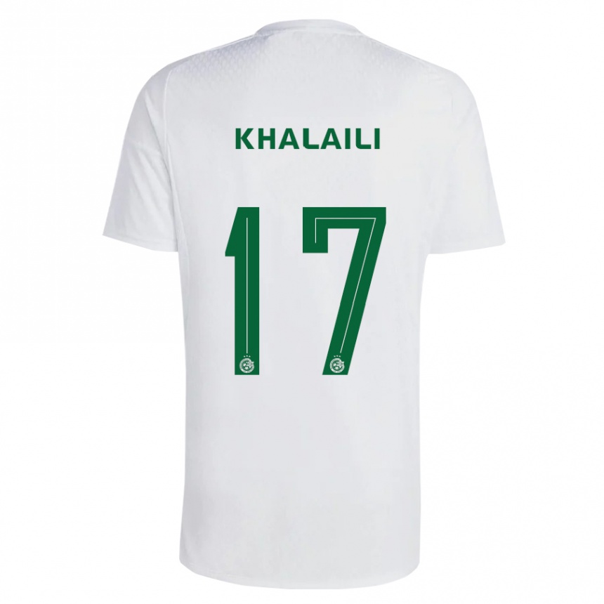 Kinder Fußball Iyad Khalaili #17 Grün Blau Auswärtstrikot Trikot 2023/24 T-Shirt Luxemburg