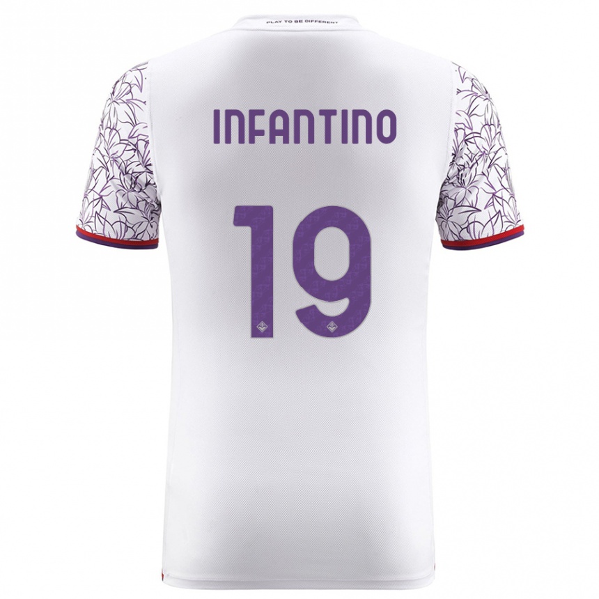 Kinder Fußball Gino Infantino #19 Weiß Auswärtstrikot Trikot 2023/24 T-Shirt Luxemburg