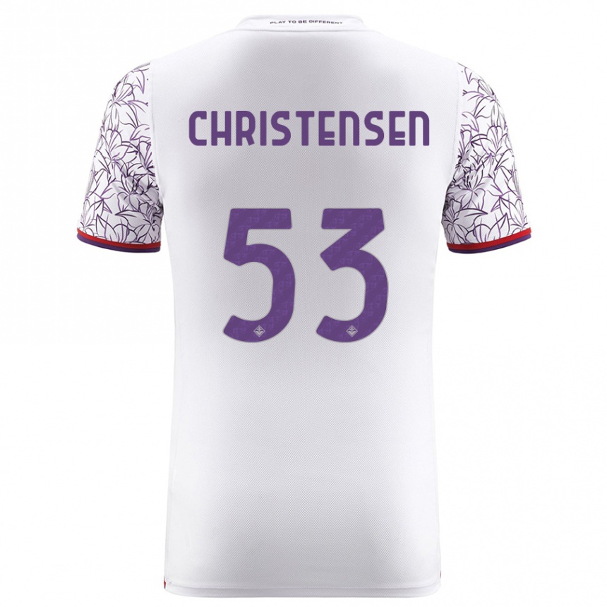 Kinder Fußball Oliver Christensen #53 Weiß Auswärtstrikot Trikot 2023/24 T-Shirt Luxemburg