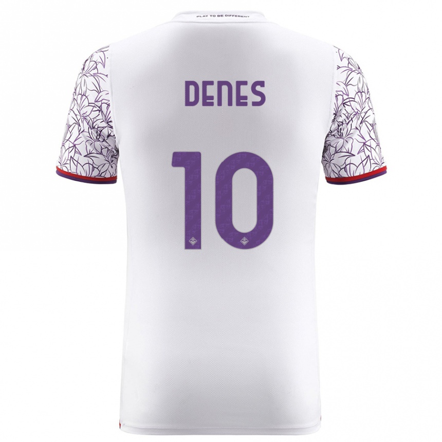 Kinder Fußball Adrián Dénes #10 Weiß Auswärtstrikot Trikot 2023/24 T-Shirt Luxemburg