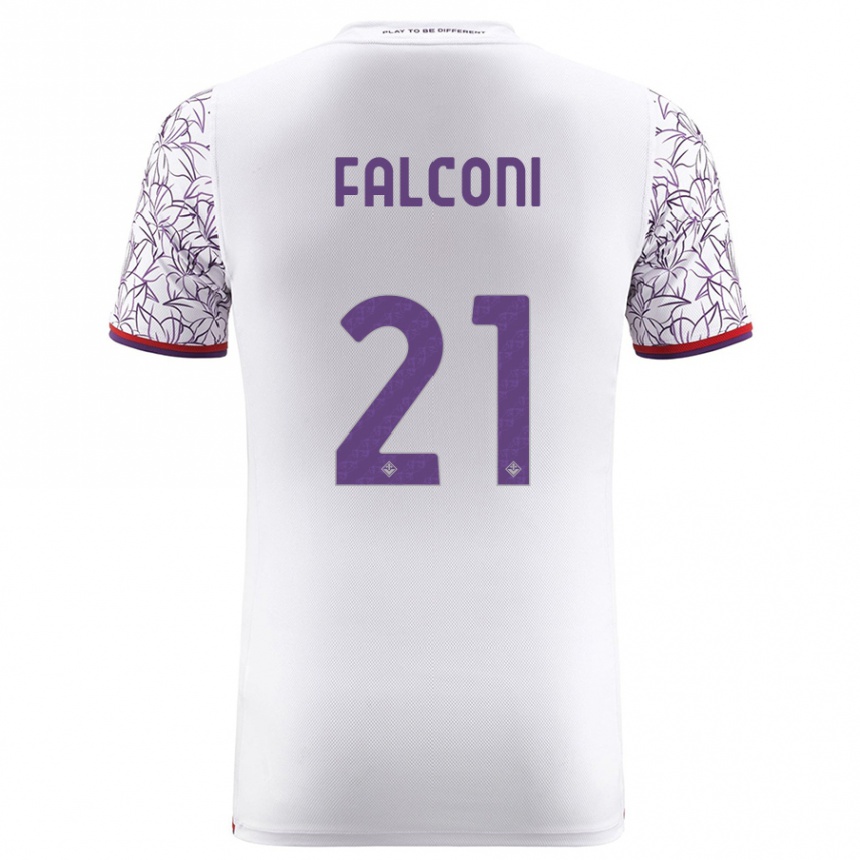 Kinder Fußball Niccolò Falconi #21 Weiß Auswärtstrikot Trikot 2023/24 T-Shirt Luxemburg