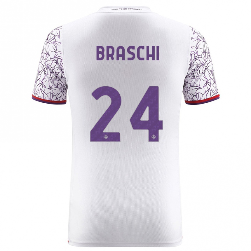 Kinder Fußball Riccardo Braschi #24 Weiß Auswärtstrikot Trikot 2023/24 T-Shirt Luxemburg