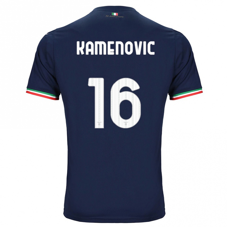 Kinder Fußball Dimitrije Kamenović #16 Marine Auswärtstrikot Trikot 2023/24 T-Shirt Luxemburg