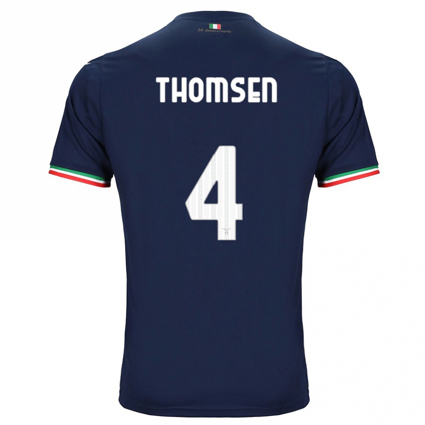 Kinder Fußball Maria Møller Thomsen #4 Marine Auswärtstrikot Trikot 2023/24 T-Shirt Luxemburg