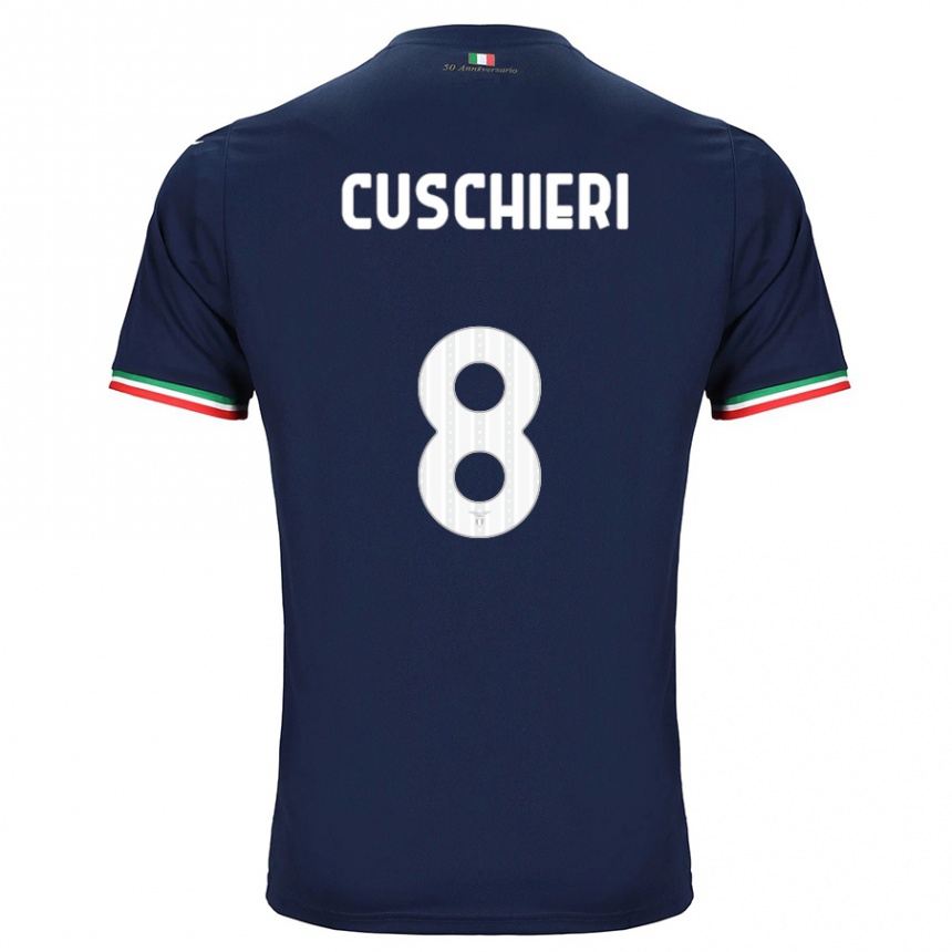 Kinder Fußball Rachel Cuschieri #8 Marine Auswärtstrikot Trikot 2023/24 T-Shirt Luxemburg