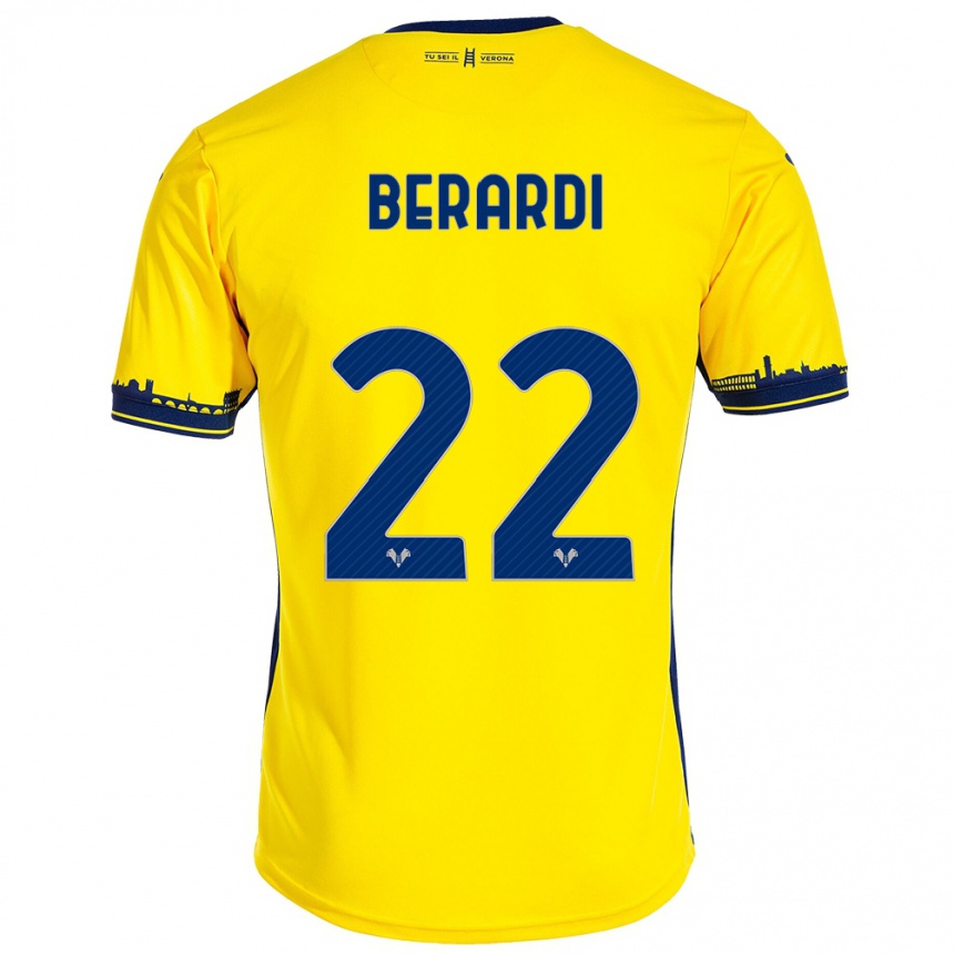 Kinder Fußball Alessandro Berardi #22 Gelb Auswärtstrikot Trikot 2023/24 T-Shirt Luxemburg