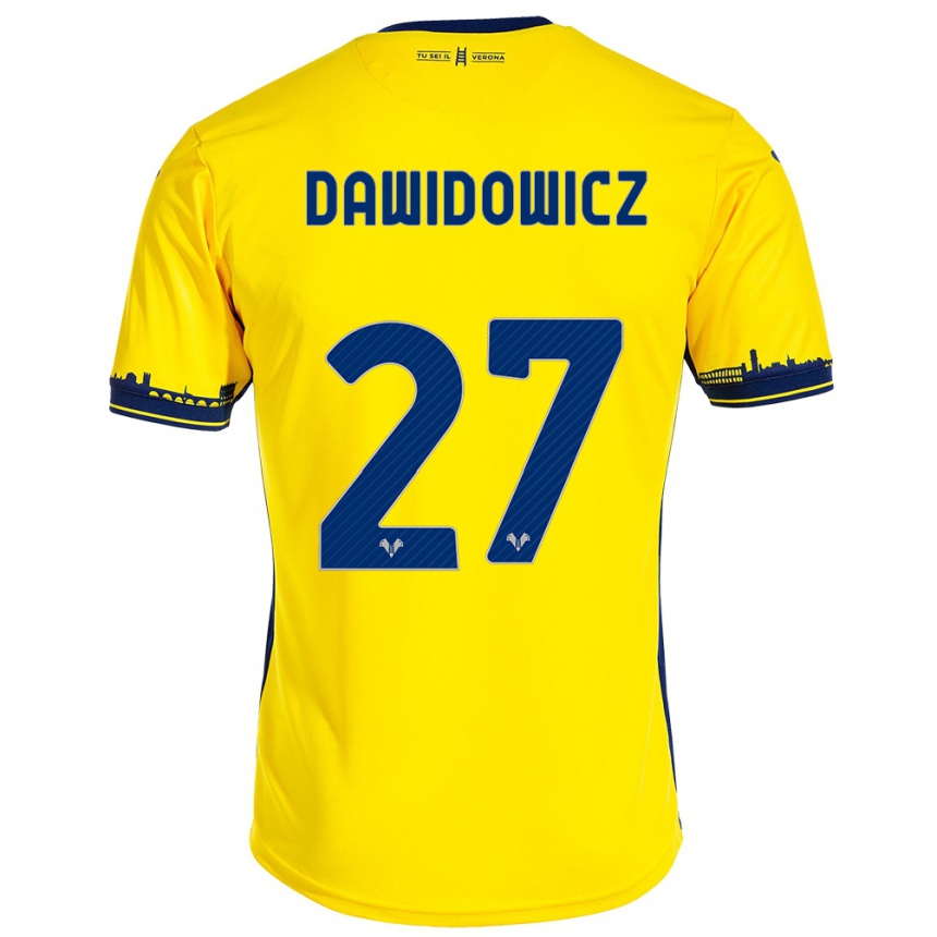 Kinder Fußball Pawel Dawidowicz #27 Gelb Auswärtstrikot Trikot 2023/24 T-Shirt Luxemburg