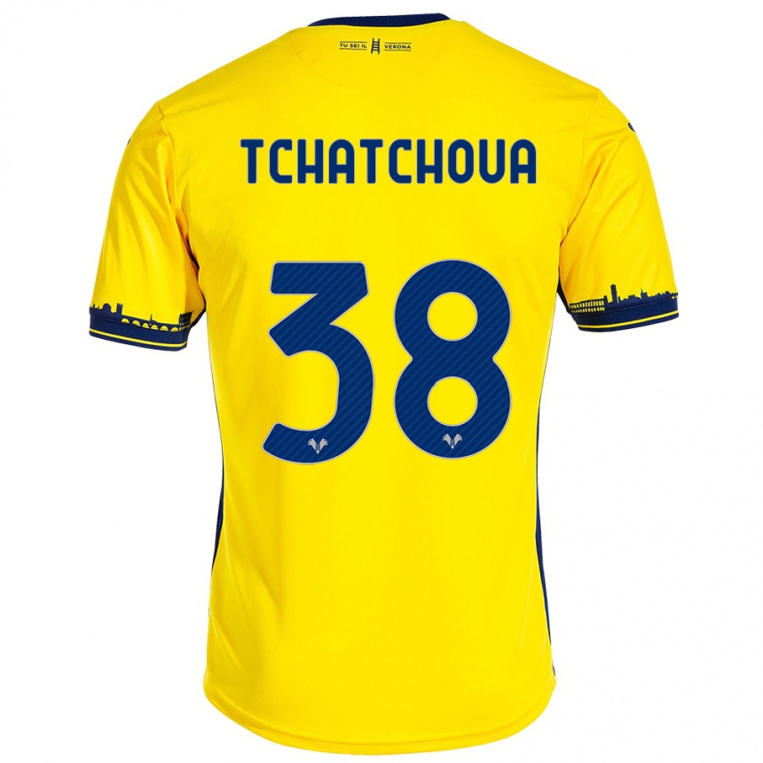 Kinder Fußball Jackson Tchatchoua #38 Gelb Auswärtstrikot Trikot 2023/24 T-Shirt Luxemburg