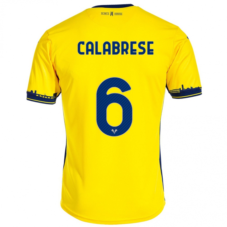 Kinder Fußball Nicolò Calabrese #6 Gelb Auswärtstrikot Trikot 2023/24 T-Shirt Luxemburg