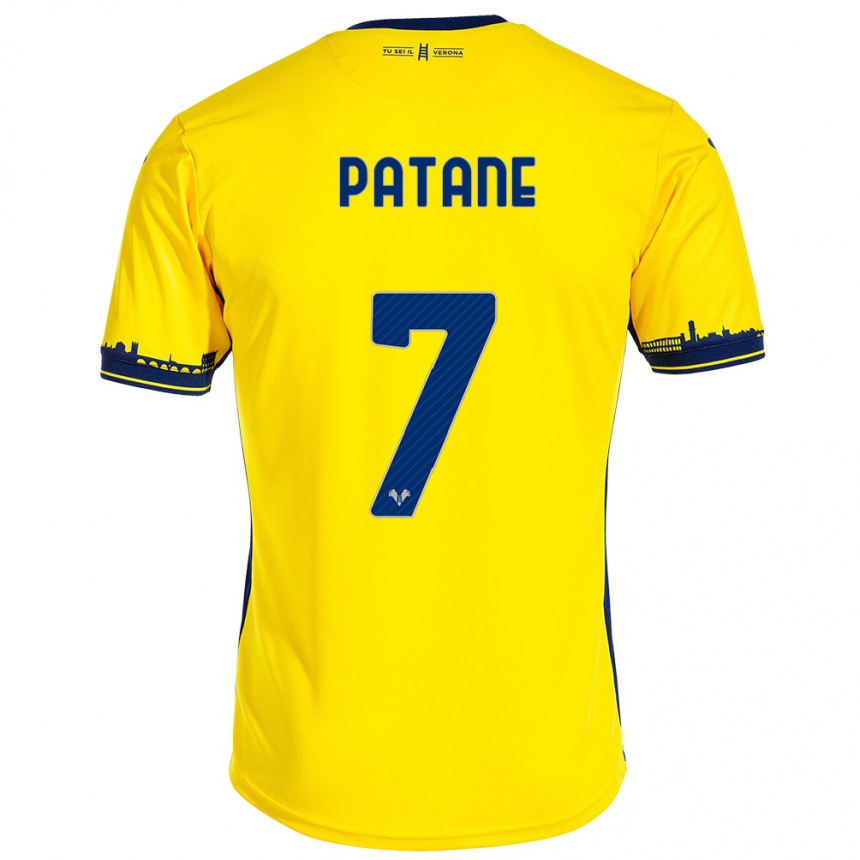 Kinder Fußball Nicola Patanè #7 Gelb Auswärtstrikot Trikot 2023/24 T-Shirt Luxemburg