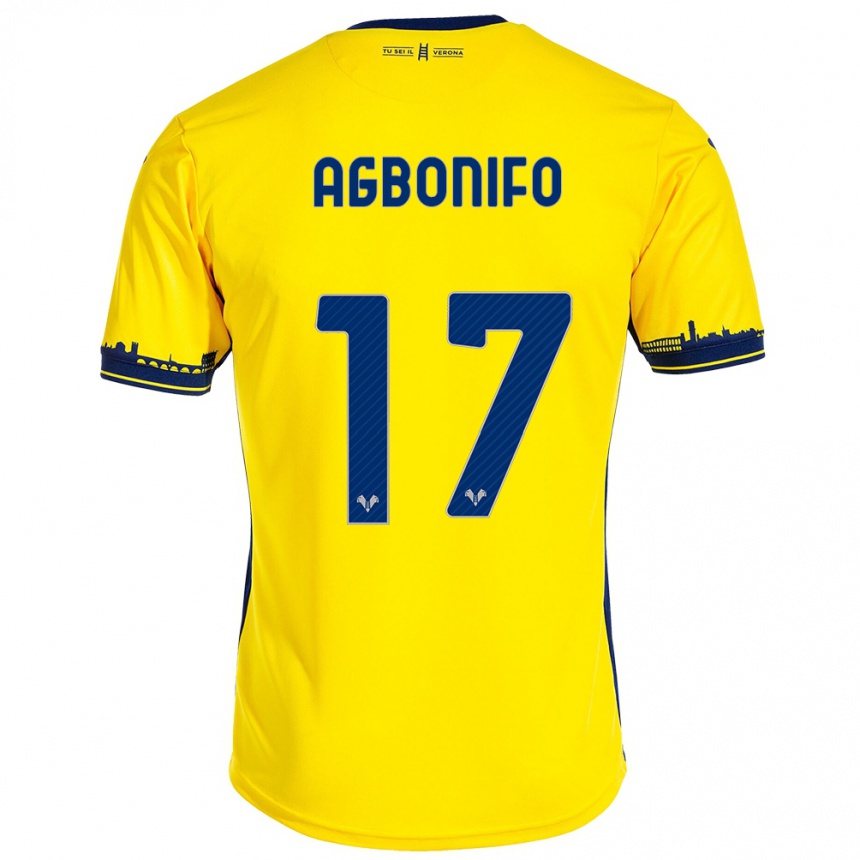 Kinder Fußball Richi Agbonifo #17 Gelb Auswärtstrikot Trikot 2023/24 T-Shirt Luxemburg