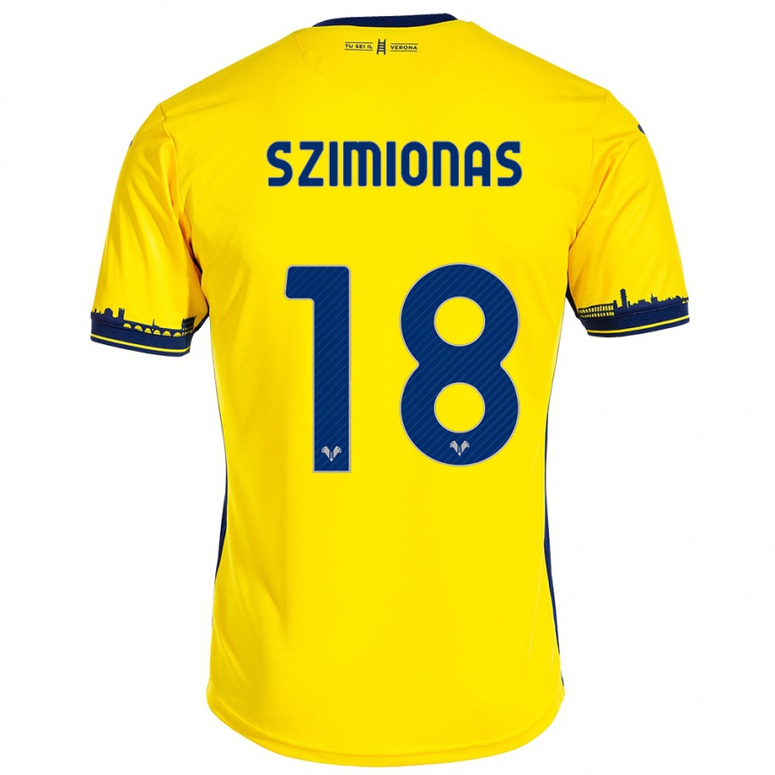 Kinder Fußball Luca Szimionas #18 Gelb Auswärtstrikot Trikot 2023/24 T-Shirt Luxemburg