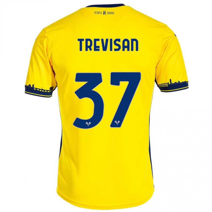 Kinder Fußball Michael Trevisan #37 Gelb Auswärtstrikot Trikot 2023/24 T-Shirt Luxemburg