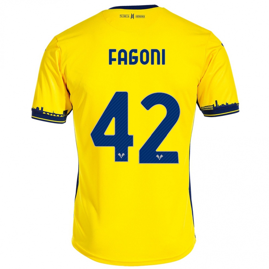 Kinder Fußball Marco Fagoni #42 Gelb Auswärtstrikot Trikot 2023/24 T-Shirt Luxemburg