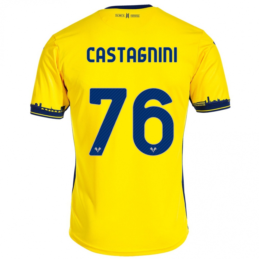 Kinder Fußball Mirko Castagnini #76 Gelb Auswärtstrikot Trikot 2023/24 T-Shirt Luxemburg