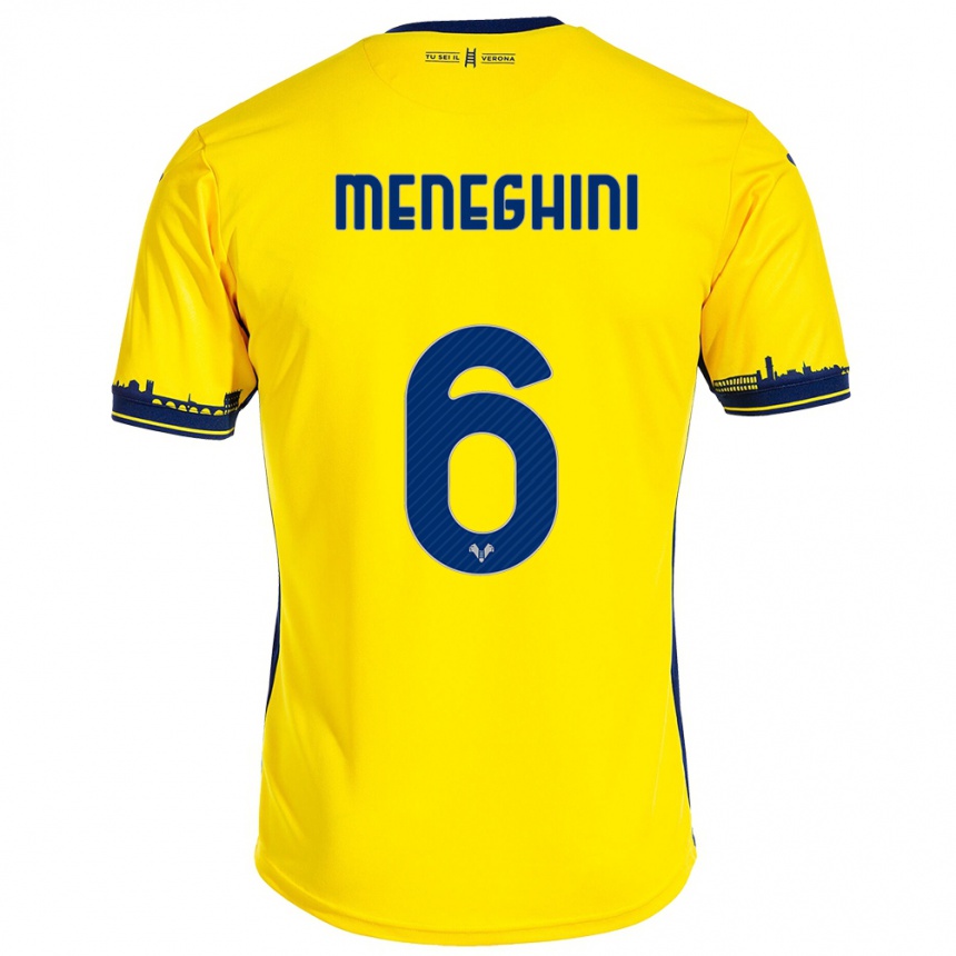 Kinder Fußball Sofia Meneghini #6 Gelb Auswärtstrikot Trikot 2023/24 T-Shirt Luxemburg