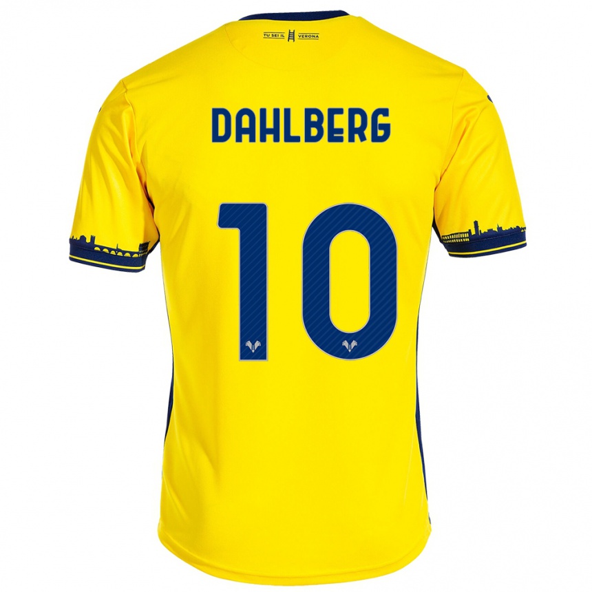 Kinder Fußball Jonna Dahlberg #10 Gelb Auswärtstrikot Trikot 2023/24 T-Shirt Luxemburg