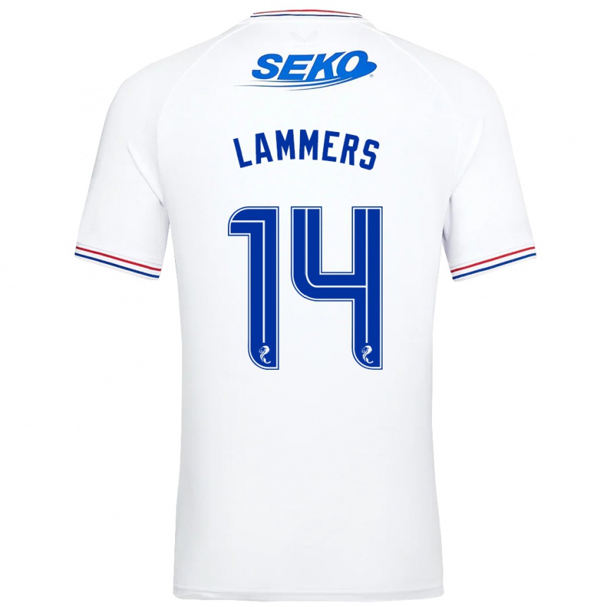 Kinder Fußball Sam Lammers #14 Weiß Auswärtstrikot Trikot 2023/24 T-Shirt Luxemburg