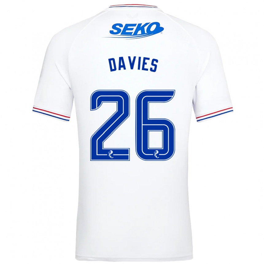 Kinder Fußball Ben Davies #26 Weiß Auswärtstrikot Trikot 2023/24 T-Shirt Luxemburg