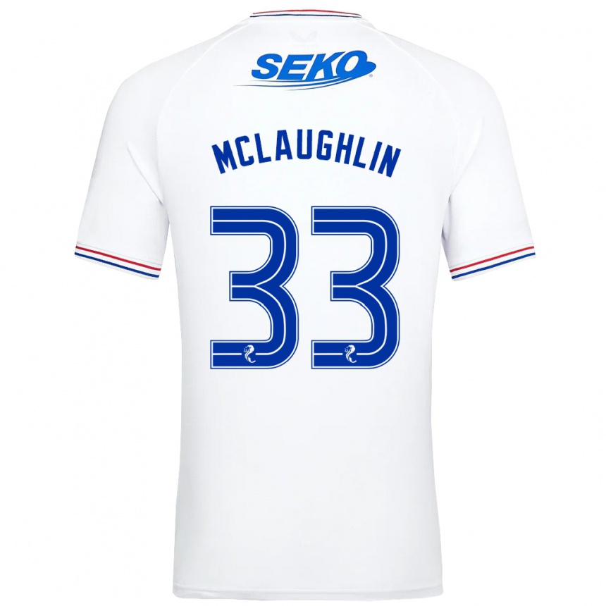 Kinder Fußball Jon Mclaughlin #33 Weiß Auswärtstrikot Trikot 2023/24 T-Shirt Luxemburg