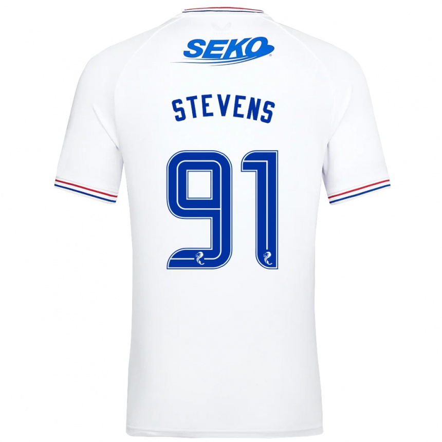 Kinder Fußball Archie Stevens #91 Weiß Auswärtstrikot Trikot 2023/24 T-Shirt Luxemburg