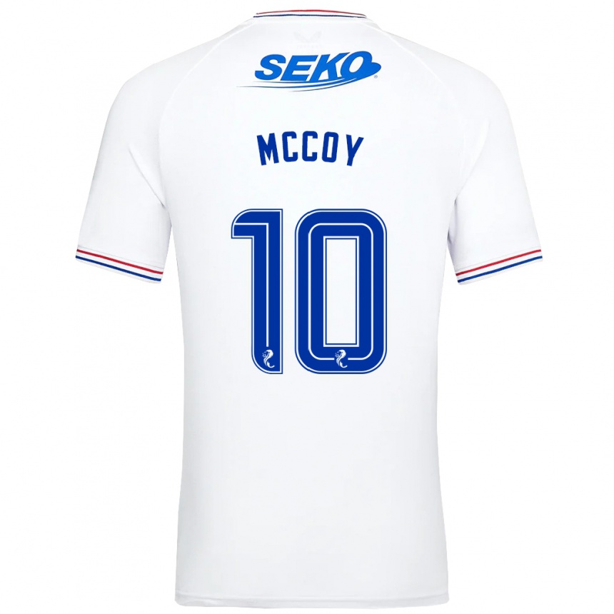 Kinder Fußball Kayla Mccoy #10 Weiß Auswärtstrikot Trikot 2023/24 T-Shirt Luxemburg