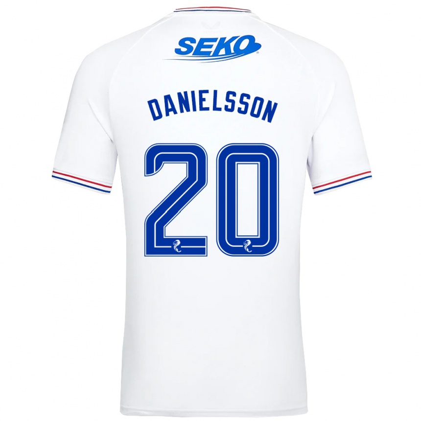 Kinder Fußball Jenny Julia Danielsson #20 Weiß Auswärtstrikot Trikot 2023/24 T-Shirt Luxemburg