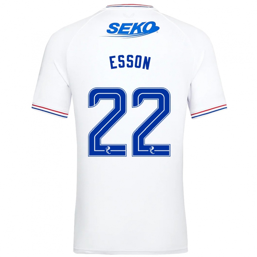 Kinder Fußball Victoria Esson #22 Weiß Auswärtstrikot Trikot 2023/24 T-Shirt Luxemburg