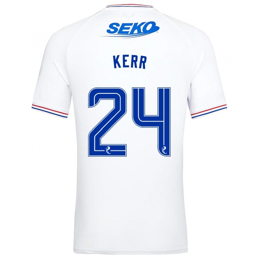 Kinder Fußball Samantha Mary Kerr #24 Weiß Auswärtstrikot Trikot 2023/24 T-Shirt Luxemburg