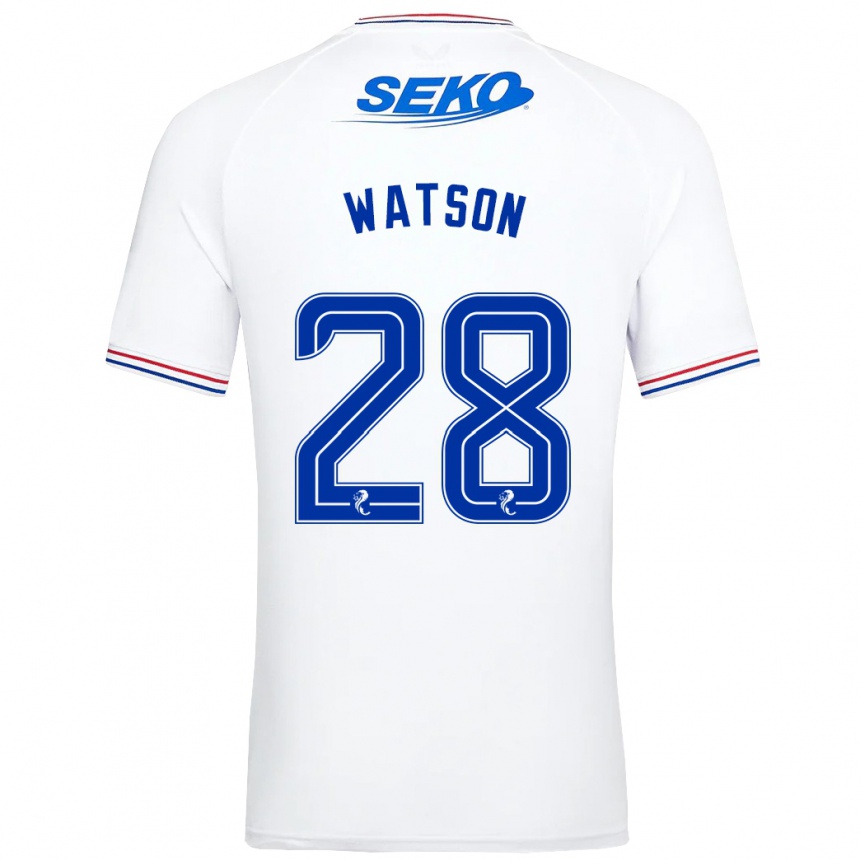 Kinder Fußball Emma Watson #28 Weiß Auswärtstrikot Trikot 2023/24 T-Shirt Luxemburg