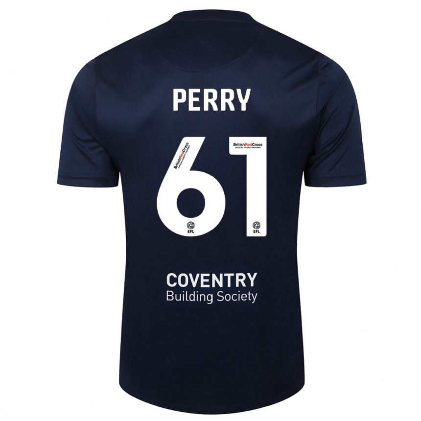 Kinder Fußball Callum Perry #61 Rote Marine Auswärtstrikot Trikot 2023/24 T-Shirt Luxemburg