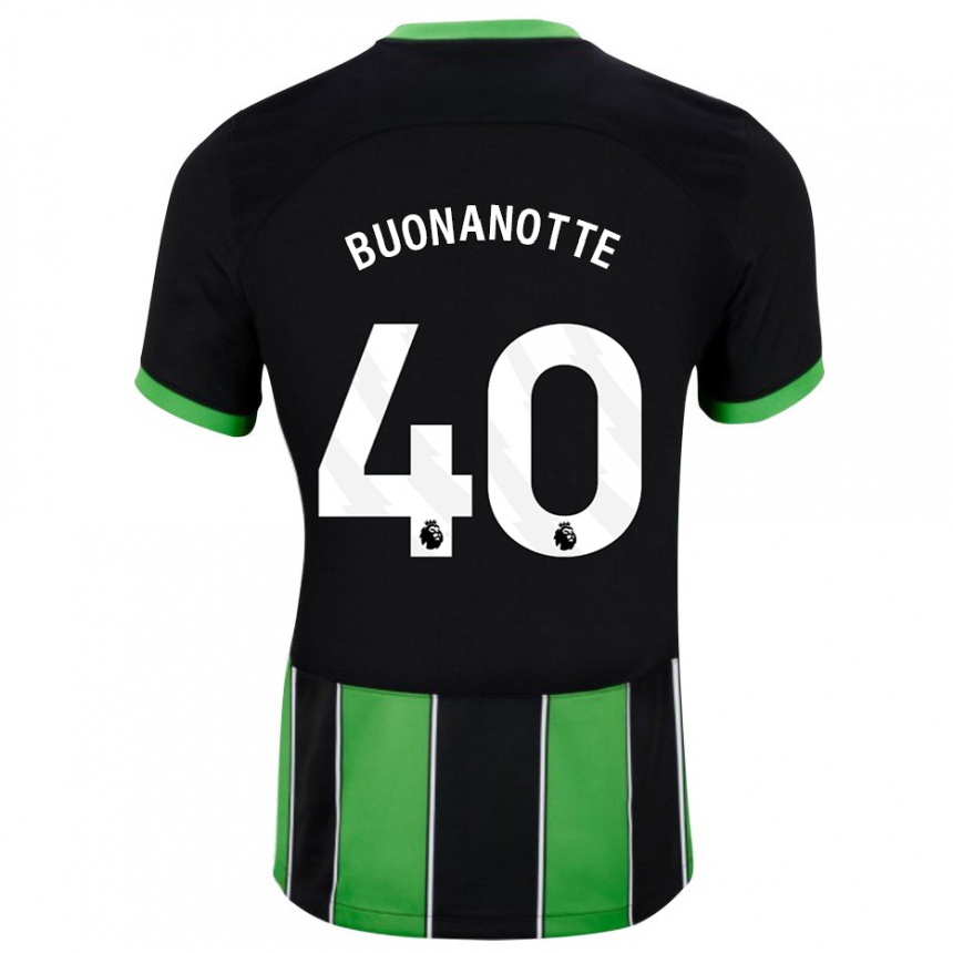 Kinder Fußball Facundo Buonanotte #40 Schwarz Grün Auswärtstrikot Trikot 2023/24 T-Shirt Luxemburg